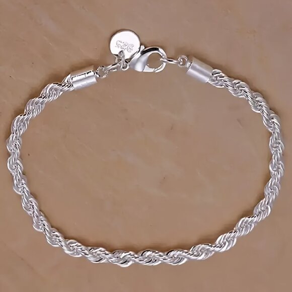 Chic 925 Sterling Silver Twisted Rope Bracelet - Picture 3 of 6